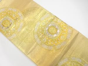 アンティーク　絵皿に花模様織出し袋帯（材料）